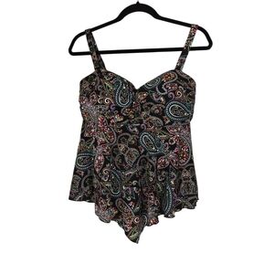 A Shore Fit Paisley Print Swim Top Sze 14
